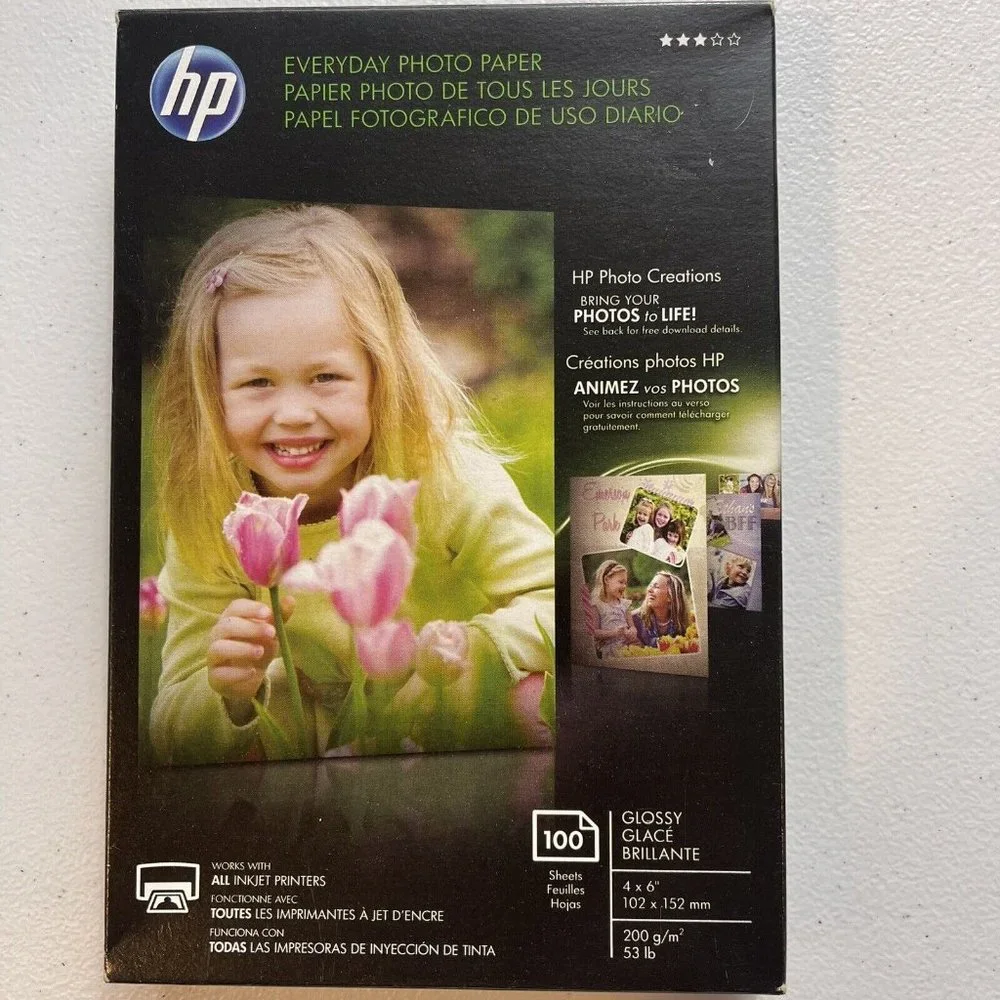 HP PHOTO CREATIONS Everyday Photo Paper 99 Sheets 4x6 Glossy - Open Box